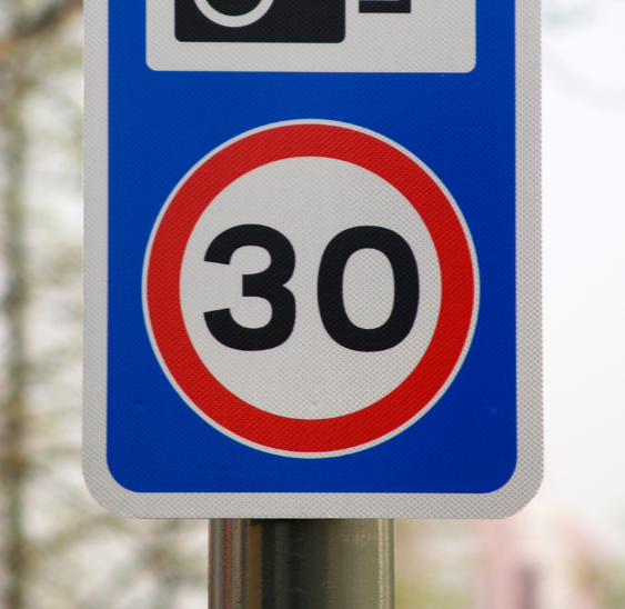 30mph speed limit road sign